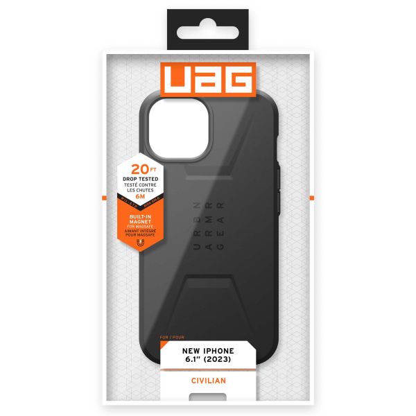 UAG Civilian Backcover MagSafe iPhone 15 - Zwart / Schwarz / Black