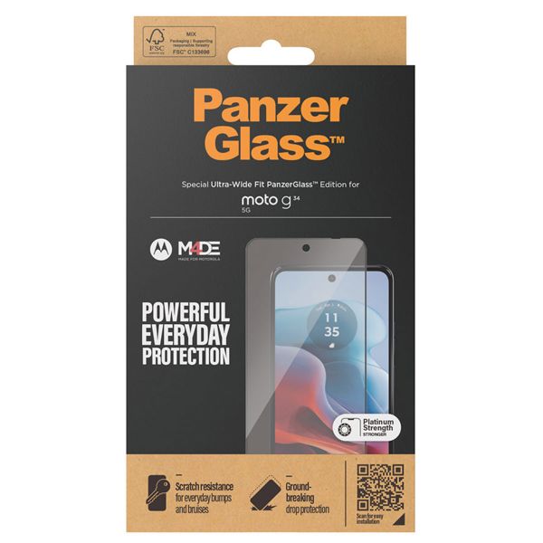 PanzerGlass Ultra-Wide Fit Anti-Bacterial Screenprotector Motorola Moto G34