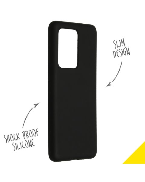 Accezz Liquid Silicone Backcover Samsung Galaxy S20 Ultra - Zwart / Schwarz / Black