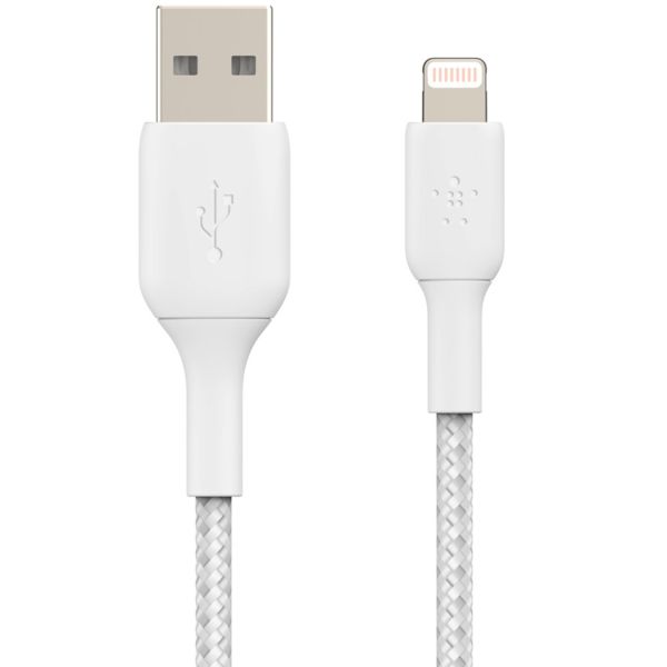 Boost&uarr;Charge&trade; Braided Lightning naar USB kabel - 0,15 meter - Wit / White