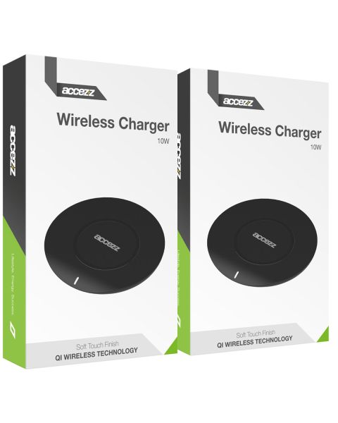 Accezz 2 pack Qi Soft Touch Wireless Charger - Draadloze oplader - 10 Watt - Zwart / Schwarz / Black