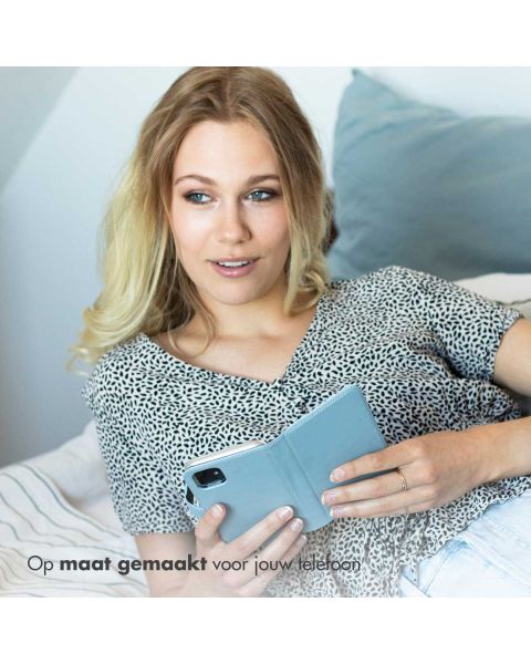 Selencia Echt Lederen Bookcase Samsung Galaxy S23 Ultra - Air Blue