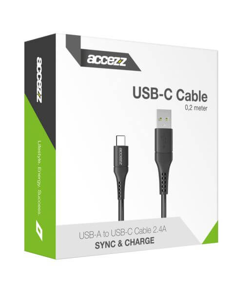 Accezz USB-C naar USB kabel - 0,2 meter - Wit / Weiß / White