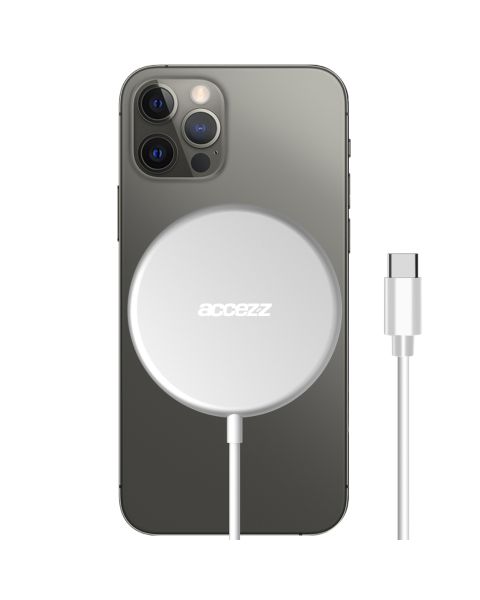 Accezz MagSafe Wireless Charger - MagSafe oplader met USB-C aansluiting - 15 Watt - Zilver / Silber   / Silver