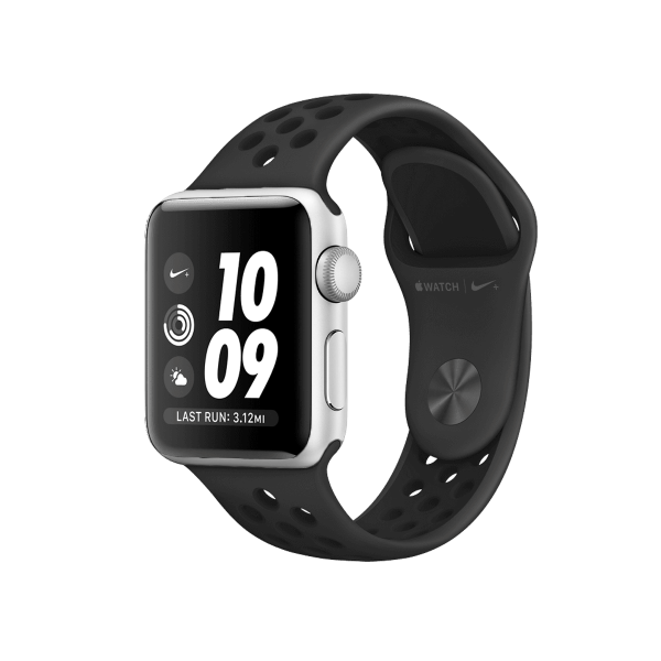 Refurbished Apple Watch Series 3 Boîtier en aluminium de 38 mm Nike + GPS Argent avec bracelet sport noir