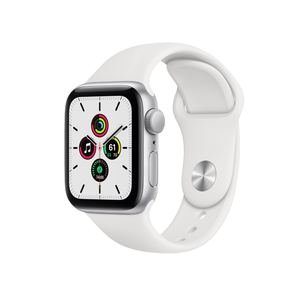 Refurbished Apple Watch Series SE | 40mm | Aluminium Argent | Bracelet Sport Blanc | GPS | WiFi + 4G