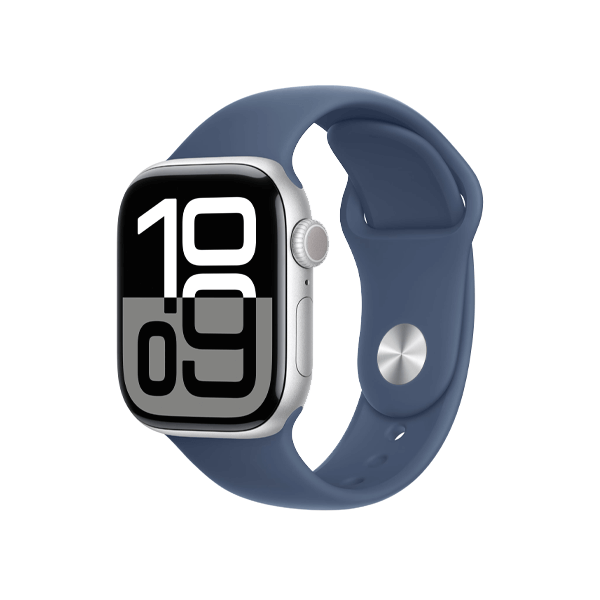 Refurbished Apple Watch Serie 10 | 42mm | Aluminium Argent | Bracelet Sport Bleu S/M  | GPS | WiFi