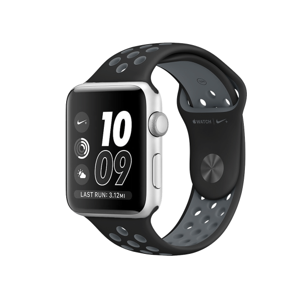 Refurbished Apple Watch Series 2 Boîtier en aluminium de 42 mm Argent avec bracelet sport noir