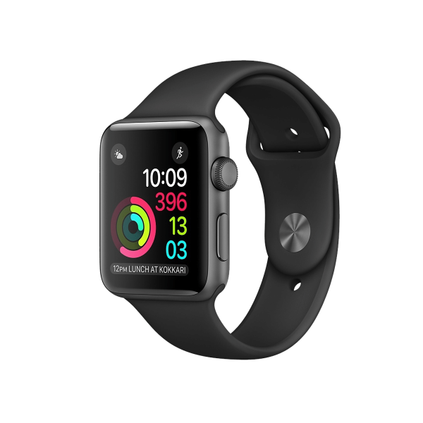 Refurbished Apple Watch Series 2 Boîtier en aluminium de 42 mm Gris espace avec bracelet sport noir