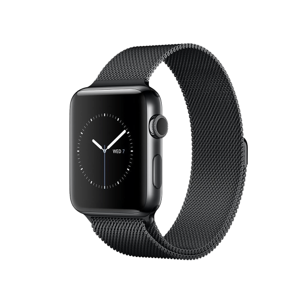 Refurbished Apple Watch Series 2 Boîtier en Acier inoxydable de 42 mm Noir avec bracelet sport noir