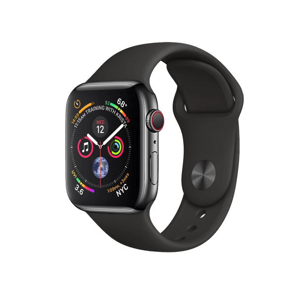 Refurbished Apple Watch Serie 4 | 40mm | Stainless Steel Noir | Bracelet Sport Noir | GPS | Wi-Fi + 4G