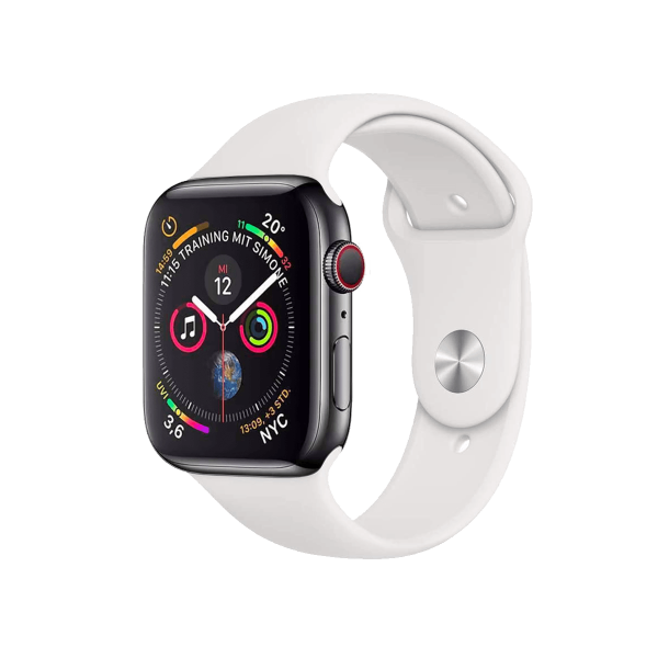 Refurbished Apple Watch Serie 4 | 44mm | Aluminium Gris sidéral | Bracelet Sport Blanc | GPS | Wifi