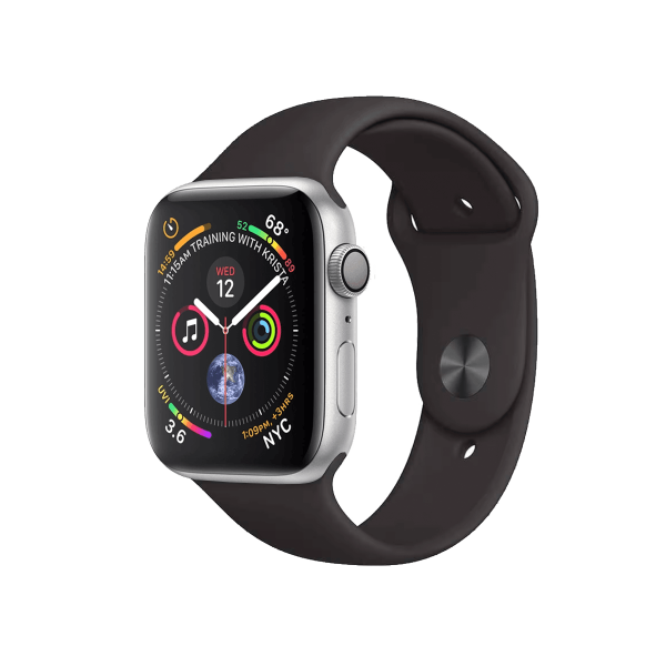 Refurbished Apple Watch Serie 4 | 44mm | Aluminium Argent | Bracelet Sport Noir | GPS | WiFi
