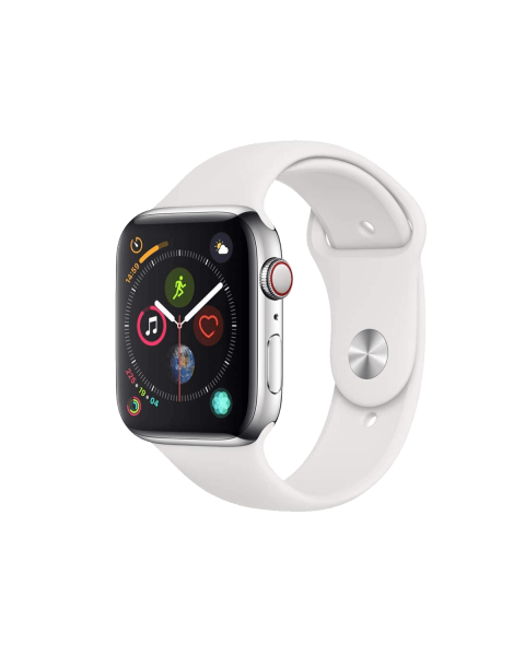Apple Watch Series 4 | 44mm | Stainless Steel Case Zilver | Wit sportbandje | GPS | WiFi + 4G