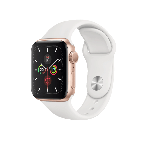 Refurbished Apple Watch Serie 5 | 40mm | Aluminium Or | Bracelet Sport Blanc | GPS | WiFi + 4G
