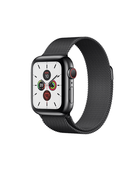 Refurbished Apple Watch Series 5 | 44mm | Stainless Steel Case Grafiet | Grafiet Milanees bandje | GPS | WiFi + 4G
