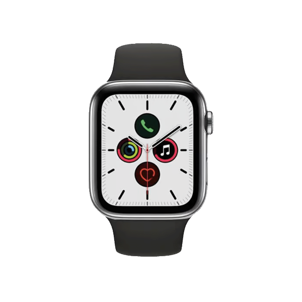 Refurbished Apple Watch Serie 5 | 40mm | Titanium Argent | Bracelet Sport Noir | GPS | WiFi + 4G