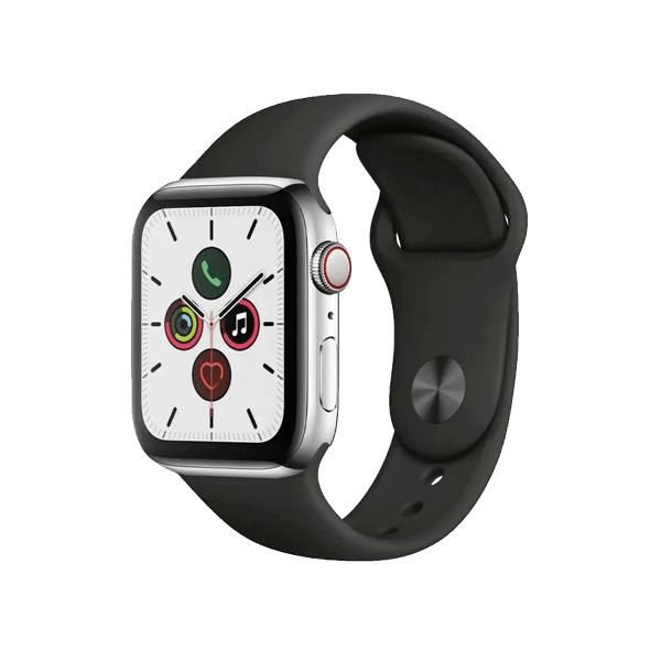 Refurbished Apple Watch Serie 5 | 40mm | Titanium Argent | Bracelet Sport Noir | GPS | WiFi + 4G