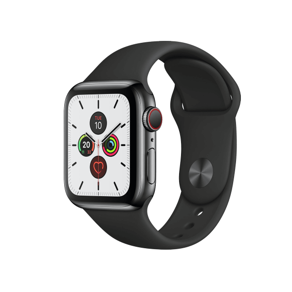 Refurbished Apple Watch Serie 5 | 44mm | Titanium Gris sideral | Bracelet Sport Noir | GPS | WiFi + 4G