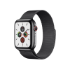 Refurbished Apple Watch Serie 5 | 44mm | Stainless Steel Noir | Bracelet Milanais Noir | GPS | WiFi + 4G