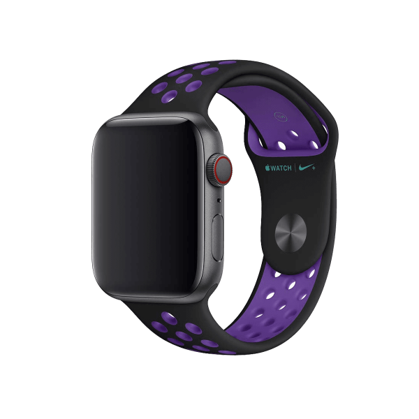 Apple Watch Series 5 | 44mm | Stainless Steel Noir | Bracelet Sport Nike Noir/Hyper Raisin | GPS | WiFi + 4G