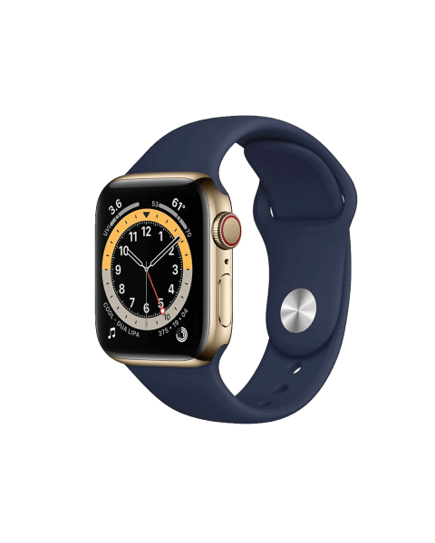 Refurbished Apple Watch Serie 6 | 40mm | Stainless Steel Or | Bracelet Sport Deep Navy | GPS | WiFi + 4G