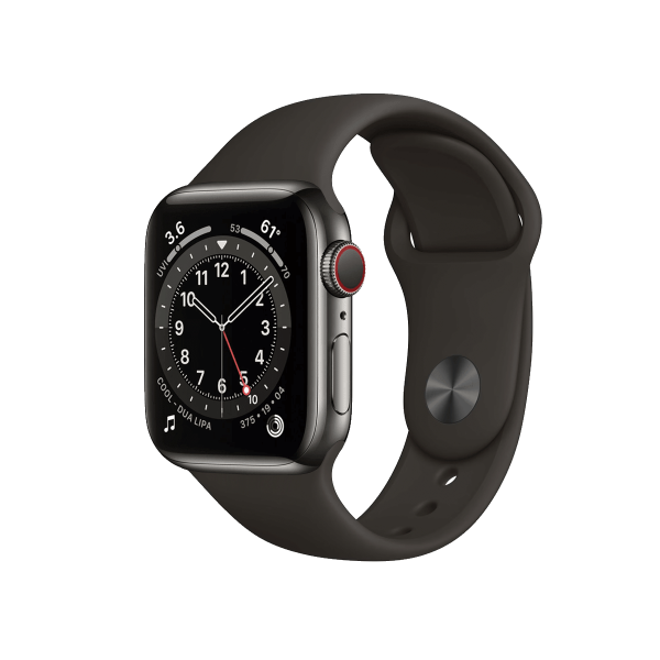 Refurbished Apple Watch Serie 6 | 40mm | Stainless Steel Graphite | Bracelet Sport Noir | GPS | WiFi + 4G