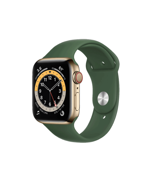 Refurbished Apple Watch Serie 6 | 44mm | Stainless Steel Or | Bracelet Sport Vert | GPS | WiFi + 4G