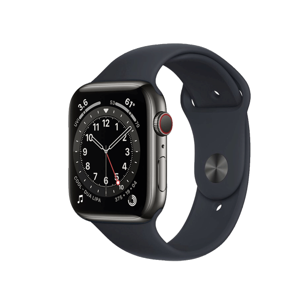 Refurbished Apple Watch Serie 6 | 44mm | Stainless Graphite | Bracelet Sport Bleu Nuit | GPS | WiFi + 4G