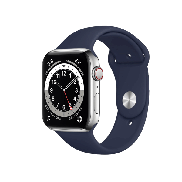 Refurbished Apple Watch Serie 6 | 44mm | Stainless Argent | Bracelet Sport Minuit Bleu | GPS | WiFi + 4G