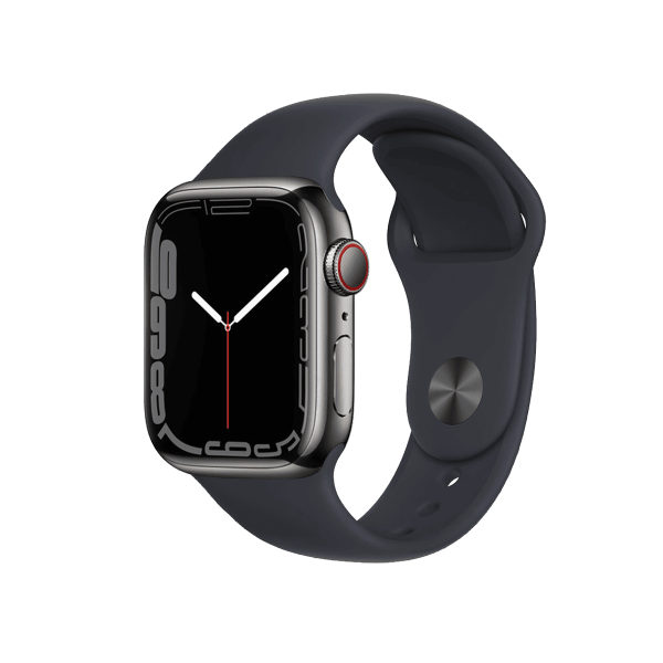 Refurbished Apple Watch Serie 7 | 41mm | Stainless Graphite | Bracelet Sport Minuit Bleu | GPS | WiFi + 4G