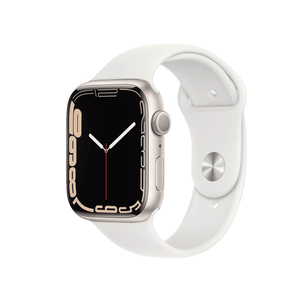 Refurbished Apple Watch Serie 7 | 45mm | Aluminium Starlight | Bracelet Sport Blanc | GPS | WiFi + 4G