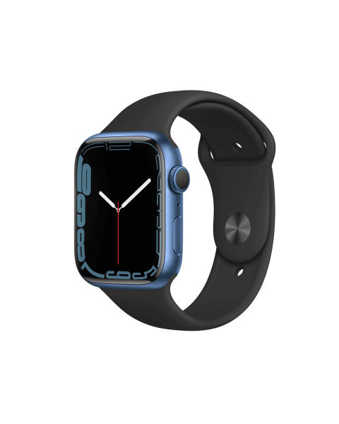 Refurbished Apple Watch Series 7 | 45mm | Aluminium Bleu | Bracelet Sport Noir | GPS | WiFi + 4G