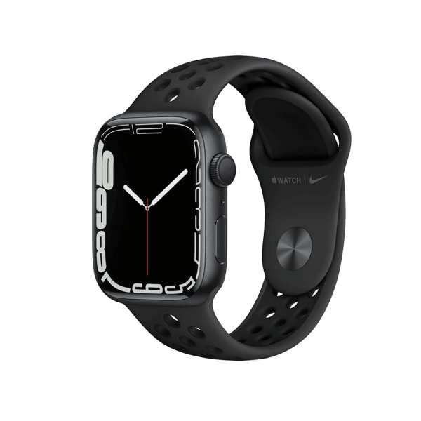 Refurbished Apple Watch Serie 7 | 45mm | Aluminium Minuit Bleu | Bracelet Sport Nike Noir | GPS | WiFi + 4G