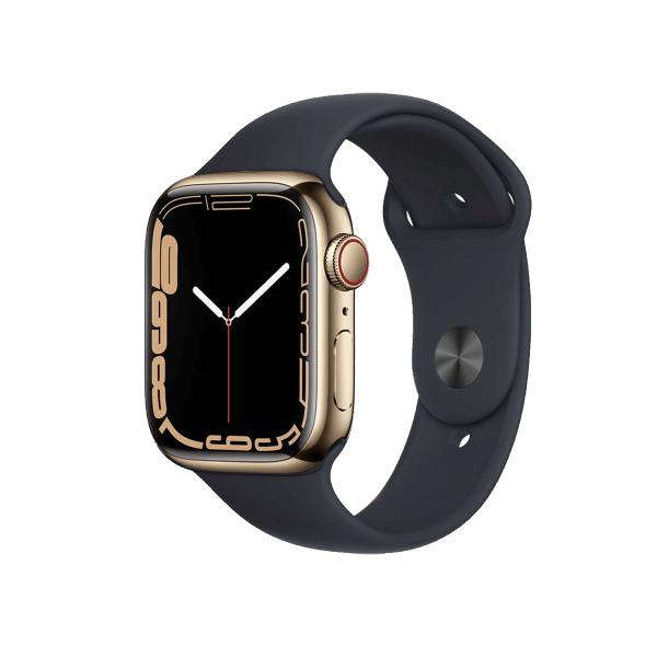 Refurbished Apple Watch Serie 7 | 45mm | Stainless Or | Bracelet Sport Minuit Bleu | GPS | WiFi + 4G