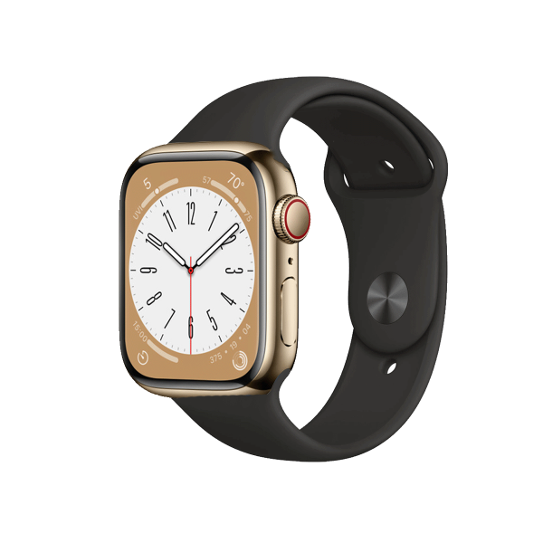 Refurbished Apple Watch Serie 7 | 45mm | Stainless Or | Bracelet Sport Noir | GPS | WiFi + 4G