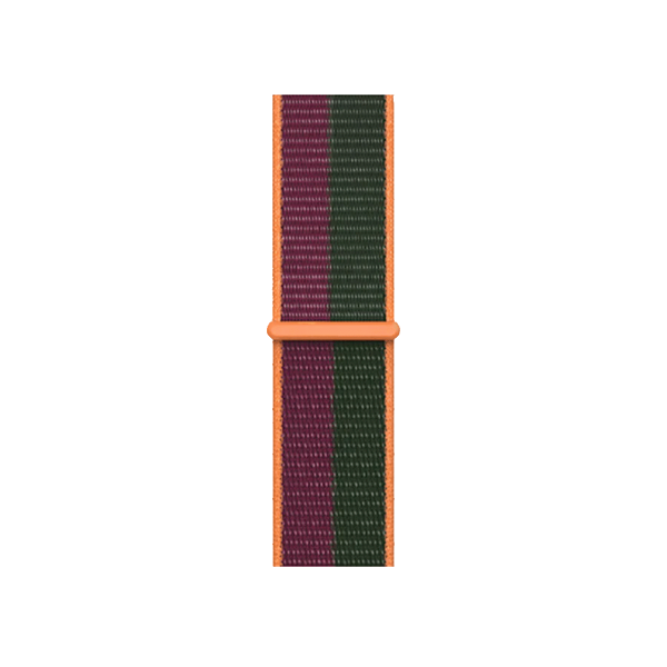 Refurbished Apple Watch Serie 7 | 45mm | Stainless Steel Argent | Bracelet Sport Cerise Fonc&eacute;/Vert For&ecirc;t | GPS | WiFi + 4G
