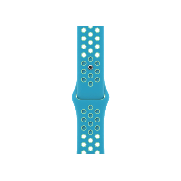 Refurbished Apple Watch Serie 7 | 45mm | Titanium Or | Bracelet Sport Chlore Bleu/Vert Glow Nike | GPS | WiFi + 4G