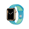 Refurbished Apple Watch Serie 7 | 45mm | Titanium Or | Bracelet Sport Chlore Bleu/Vert Glow Nike | GPS | WiFi + 4G