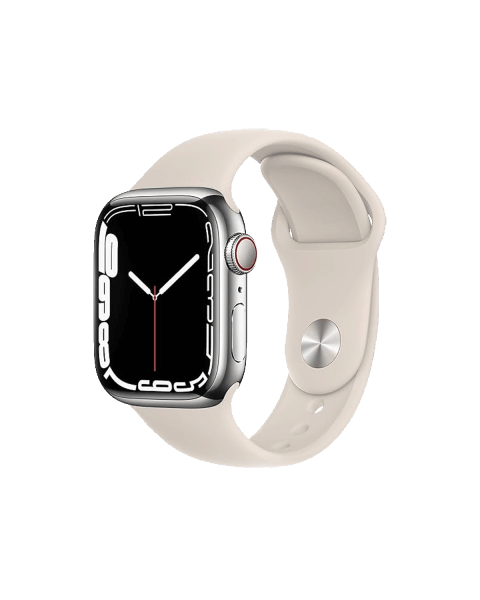 Refurbished Apple Watch Series 7 | 41mm | Stainless Steel Argent | Bracelet Sport Lumière Stellaire | GPS | WiFi + 4G