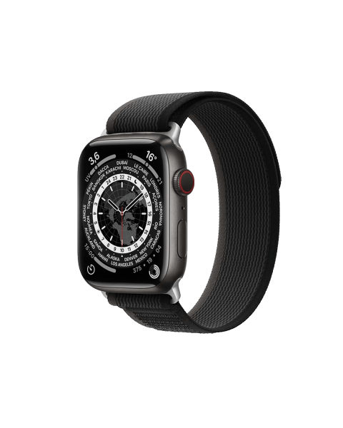 Refurbished Apple Watch Serie 7 | 45mm | Titane Space Noir | Bracelet Trail Gris/Noir | GPS | WiFi + 4G