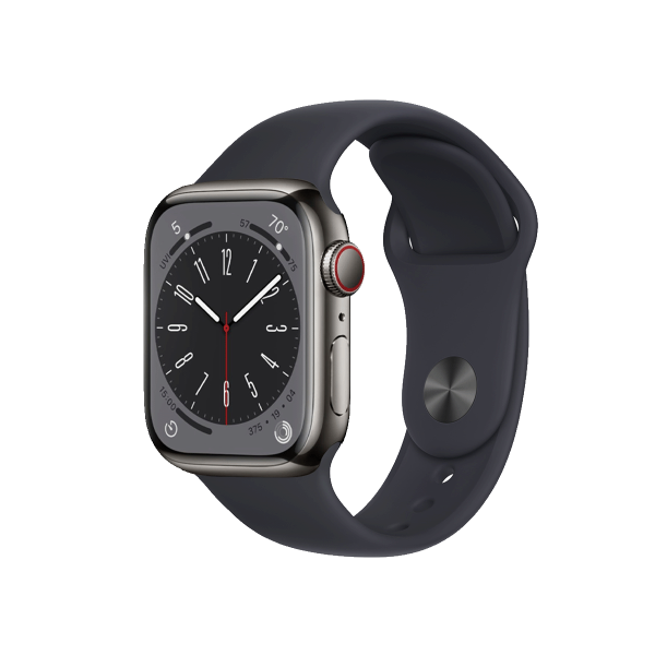 Refurbished Apple Watch Serie 8 | 41mm | Stainless Steel Graphite | Bracelet Sport Blue Minuit | GPS | WiFi + 4G
