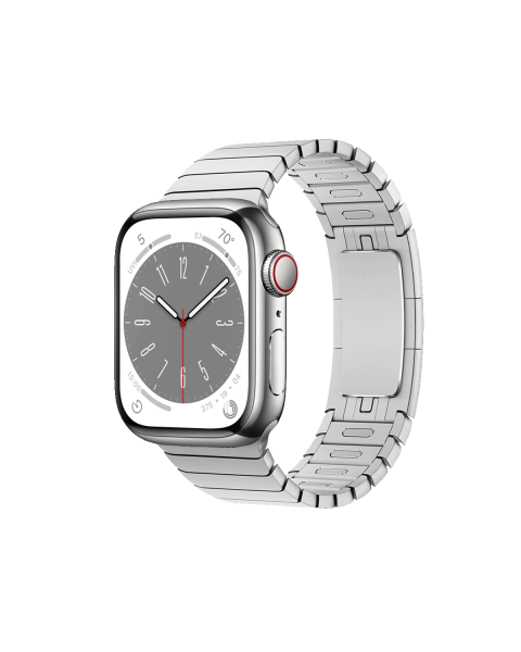 Refurbished Apple Watch Serie 8 | 41mm | Stainless Steel Argent | Bracelet à Maillons Argent | GPS | WiFi + 4G