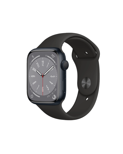 Refurbished Apple Watch Serie 8 | 45mm | Aluminium Minuit Bleu | Bracelet Sport Noir | GPS | WiFi + 4G