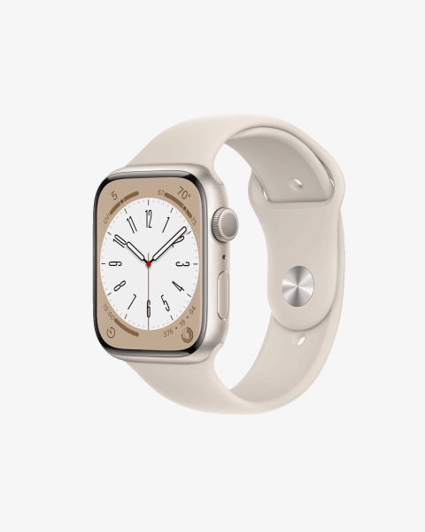 Refurbished Apple Watch Serie 8 | 45mm | Aluminium Starlight Blanc | Bracelet Sport Starlight Blanc | GPS | WiFi