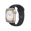 Refurbished Apple Watch Serie 8 | 41mm | Aluminium Starlight Blanc | Bracelet Sport Noir | GPS | WiFi