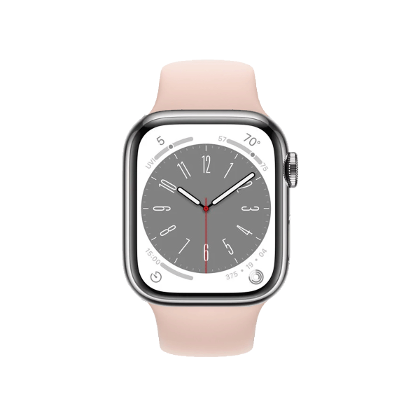 Refurbished Apple Watch Serie 8 | 41mm | Aluminium Argent | Bracelet Sport Pink Sand | GPS | WiFi + 4G