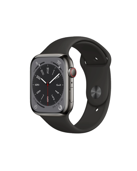 Refurbished Apple Watch Serie 8 | 45mm | Stainless Steel Graphite | Bracelet Sport Noir | GPS | WiFi + 4G