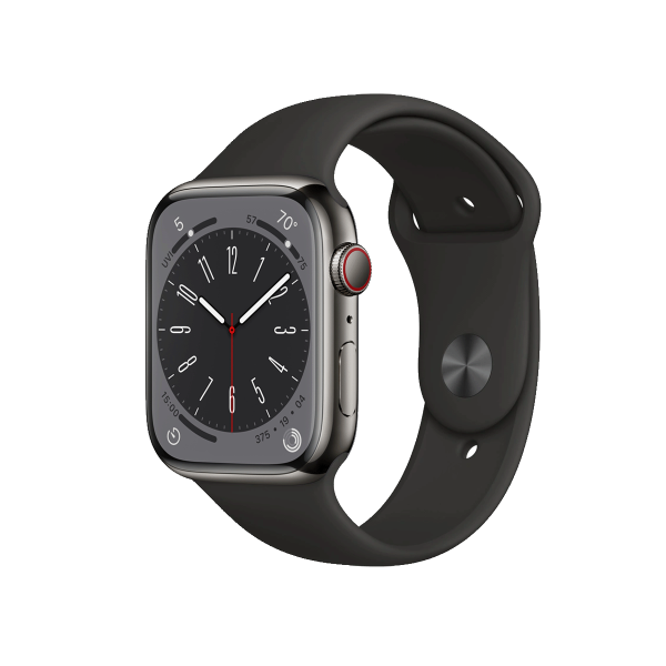 Refurbished Apple Watch Serie 8 | 45mm | Stainless Steel Graphite | Bracelet Sport Noir | GPS | WiFi + 4G