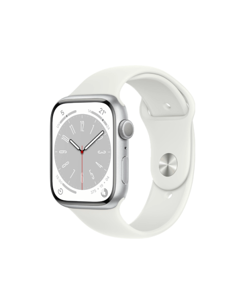 Refurbished Apple Watch Serie 8 | 45mm | Aluminium Argent | Bracelet Sport Blanc | GPS | WiFi